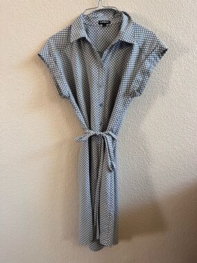 Express Gray and White Polka Dot Dress